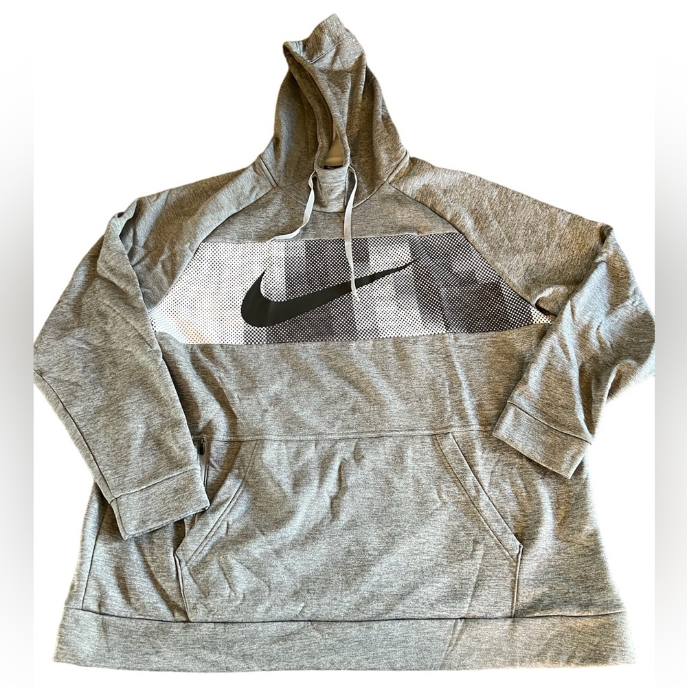 Nike Gray Heather Pullover Hoodie with Black Swoosh